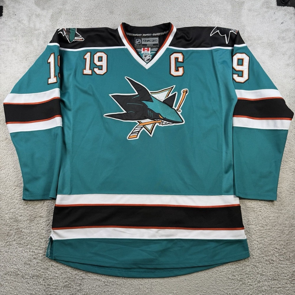 San Jose Sharks Joe Thornton Jersey Mens 54 Teal Reebok CCM Hockey #19